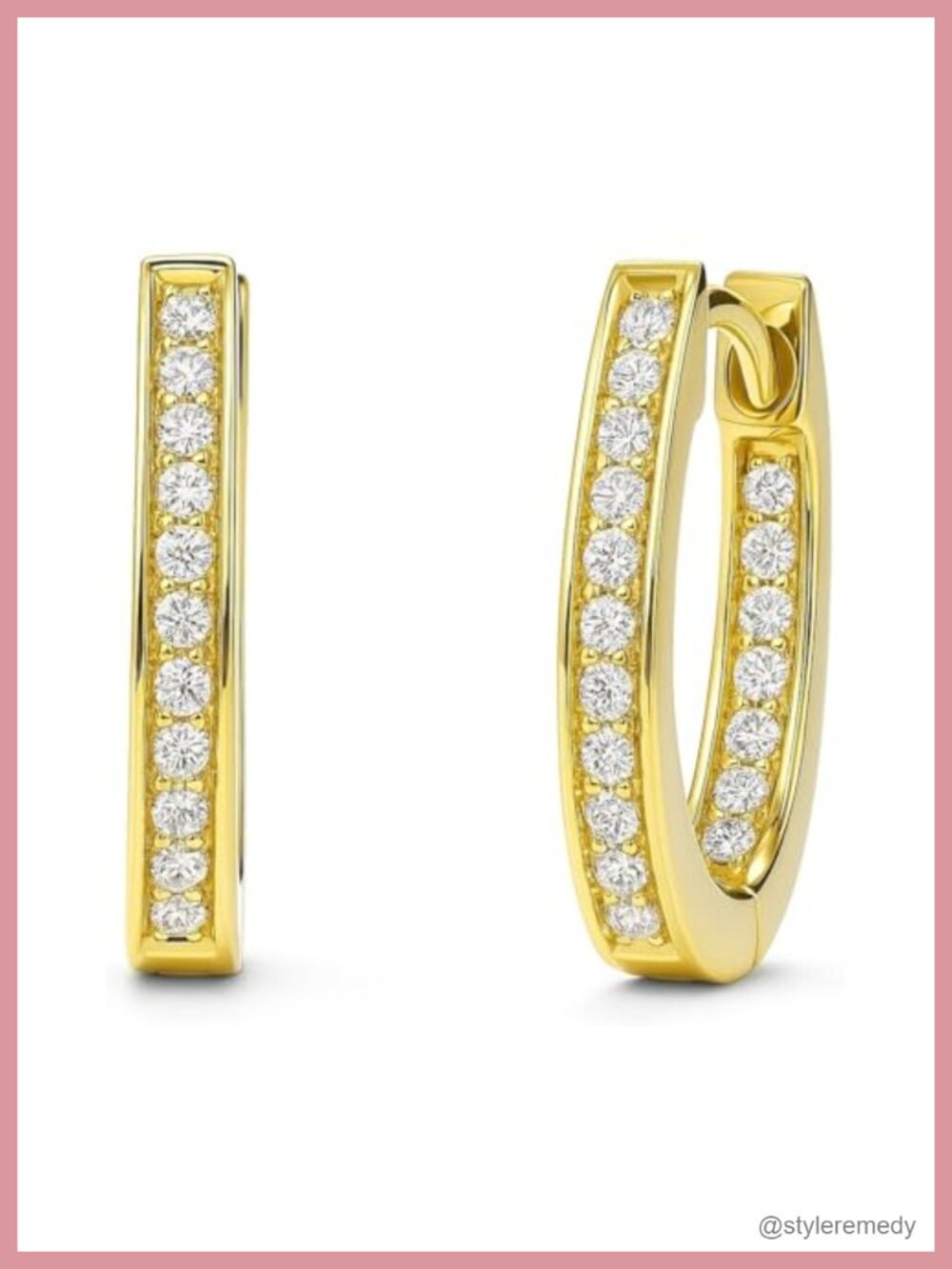 Sterling Silver Yellow Gold Plated CZ Oval Hoop Earrings Women Minimalist